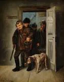 Hugo Kaufmann, Návrat z poľovačky, Okolo 1900, Olej na dreve