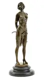 Poloakt ženy s jazdeckým bičíkom by Bruno Zach, Neskoršia edícia., Bronz, kameninový podstavec, sold Sep 2017