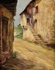 Josef Kubíček, Na okraji starého mesta, Okolo 1920, Olej na plátne