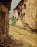 Josef Kubíček, Na okraji starého mesta, Okolo 1920, Olej na plátne