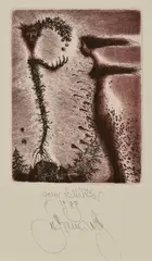 PF 1989 by Albín Brunovský, 1988, Lept na papieri, sold Sep 2017