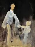 Štefan Cpin, Otec a syn, 1966, Akvarel na papieri