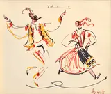 Greinerová Sibyla, Gorali, 1990, Kresba tušom, drievkom, štetcom na papieri