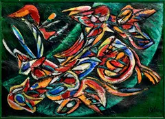 Ľubomír Zelina, Kohútí zápas, 1998, Olej na plátne