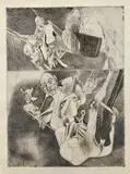 Vincent Hložník, Z väčšieho cyklu II., 1988, Lept, suchá ihla na papieri