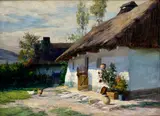 Tibor Szontágh, Pred chalupou, Okolo 1920, Olej na plátne