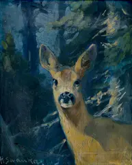 Karl Sovanka, Srnka, Okolo 1940, Olej na kartóne