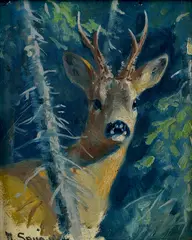 Karl Sovanka, Srnček, Okolo 1940, Olej na kartóne