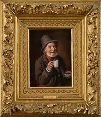 Starý pôžitkár by Hermann Armin Kern, Okolo 1900, Olej na dreve, sold Apr 2017