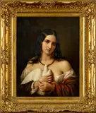Jakub Marastoni, Dievča s holubicou, 1840, Olej na plátne