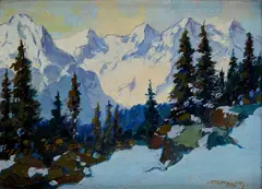 Tatry by Ján Grotkovský, Okolo 1940, Olej na kartóne, sold Mar 2017