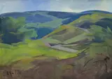Alexander Szabó, Cesta do kopca, 1985, Olej na kartóne