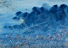 Jozef Šturdík, Jarná búrka, 1987, Akvarel, kombinácia techník na papieri