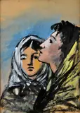 Ján Mudroch, Dve, 1960, Gvaš, tuš na papieri