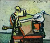 Vincent Hložník, Zátišie s mlynčekom, 1947, Olej na kartóne