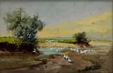 László Neogrády, Pri potoku, Okolo 1935, Olejová tempera na kartóne