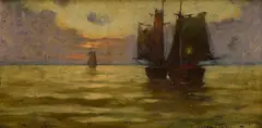 Plachetnice by Endre Komáromi-katz, Okolo 1920, Olej na kartóne, sold Mar 2017
