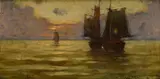 Endre Komáromi-katz, Plachetnice, Okolo 1920, Olej na kartóne