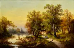 A. Haan, Romantická krajina, Okolo 1900, Olej na plátne