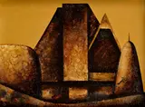 Rudolf Krivoš, Horúci laz III., 1987, Olej, kombinácia techník na preglejke