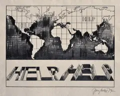 Juraj Meliš, Z cyklu "Help", 1974, Kresba mäkkou ceruzou na papieri