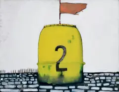 Sabová Jarmila, Sud 2 (Z cyklu Júl - mesiac malého, banálneho obrazu), 2010, Akryl, uhoľ na drevotrieske