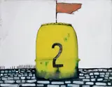 Sabová Jarmila, Sud 2 (Z cyklu Júl - mesiac malého, banálneho obrazu), 2010, Akryl, uhoľ na drevotrieske