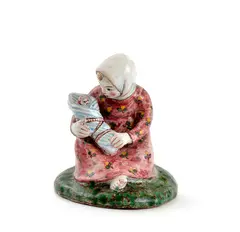 Matka s dieťaťom by Ignác Bizmayer, Okolo 1940, Glazovaná, ručne maľovaná keramika, sold Dec 2016