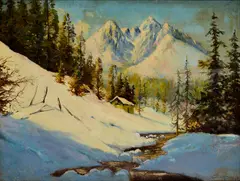 Zimné Tatry by Ján Grotkovský, Okolo 1930, Olej na plátne, sold Dec 2016