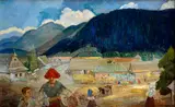 Edmund Massányi, Žatva na Heľpe, Okolo 1955, Olej na plátne