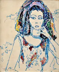 Lea Mrázová, Portrét mladej ženy, Okolo 1950, Olej na preglejke