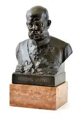 Jozef Damko, Busta Františka Jozefa I., Okolo 1910, Platinovaná biela zliatina, mramorový podstavec