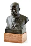 Jozef Damko, Busta Františka Jozefa I., Okolo 1910, Platinovaná biela zliatina, mramorový podstavec