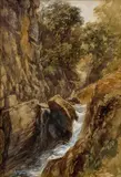 Horský vodopád by Ladislav Mednyánszky, Okolo 1885, Akvarel na papieri, sold Dec 2016