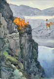 Imro Weiner-Kráľ, Hradná skala Považského hradu, Okolo 1955, Akvarel na papieri