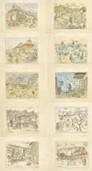 Jan Hála, Jar - Leto - Jeseň - Zima (36 ilustrácií), 1943 - 45, Kresby perom, tušom kolorované akvarelom