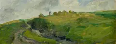 Ján Želibský, Osamelý kosec na lúke, Okolo 1950, Olej na kartóne
