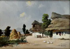 Ács Ágoston, Dedinka na puste, Okolo 1930, Olej na kartóne