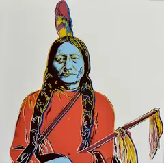 Andy Warhol, Sitting Bull, 1986, Farebná serigrafia na papieri, skúšobná tlač, číslo UP 100.229