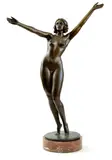 Emanuel Julian Kodet, Tanečnica Jelizaveta Nikolská, Okolo 1925, Bronz, Mramorový postavec