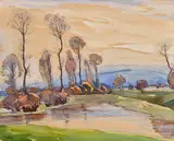 Václav Jícha, Moravská krajina, Okolo 1940, Akvarel na papieri