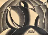 Milan Laluha, Žena s hrabľami I., 1969, Ceruza na papieri