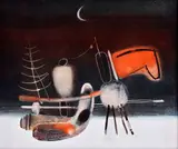 Vladimír Kompánek, Červený koník, 1983, Olej na dreve