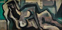 Endre Nemes, Ležiaci akt, Okolo 1945, Olej na lepenke