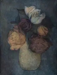 Martinčeková Ester Šimerová, Ruže, 1947, Pastel, kombinácia techník na kartóne