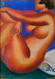 Sediaci akt by Milan Laluha, Okolo 1965, Pastel na kartóne, sold Nov 2016