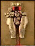 Ivan Štěpán, Tri rany za korunu (z cyklu Sprofanované torzá), 1964-65, Asambláž