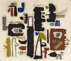 Willi Baumeister, Tableau africain, Öl, Kunstharz und Spachtelkitt auf Hartfaser
