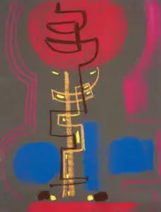 Rote Kugel by Max Ackermann, Pastell auf schwarzem Maschinenbütten, sold Nov 2015