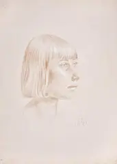 Mädchenkopf im Profil by Otto Dix, Silberstiftzeichnung, weiß gehöht, auf leichtem Karton, sold Nov 2015